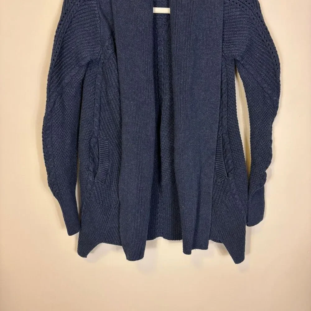Cabi Blue Cotton‎ Knit Open Countryside Cardigan Sweater Style# 3014 Small